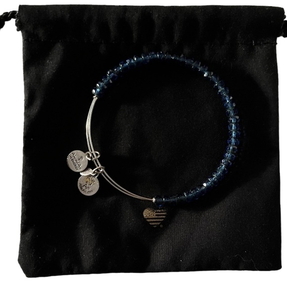 Alex & Ani Blue Crystal Beaded Expandable Wire Bangle - Picture 3 of 3